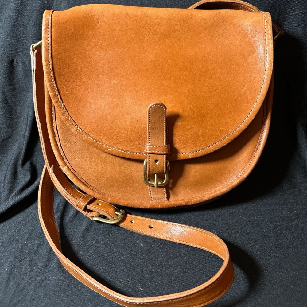 Rare 80s Vintage Coach Riding Bag British Tan with Brass Hardware